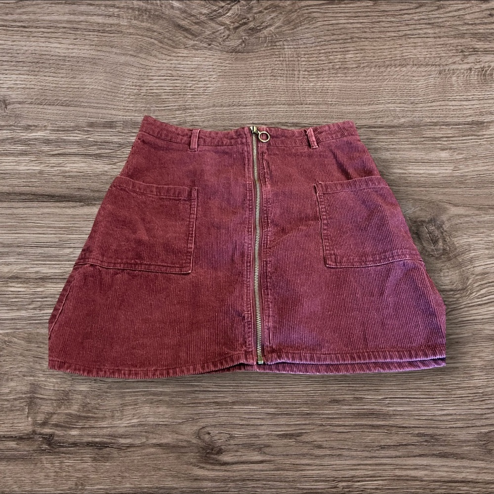 Altar’d State Corduroy Zip Front Mini Skirt Size Medium